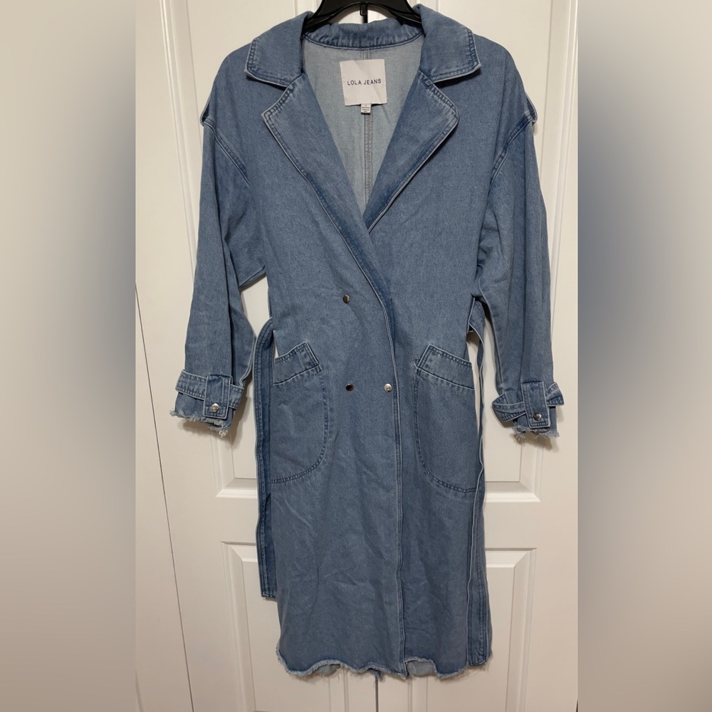 LOLA JEANS Avery-Pb Denim Trench Coat size S Excellent Condition - Picture 3 of 7